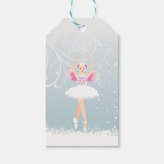 Ballerina, snowflakes Winter Wonderland Gift tag (Front)