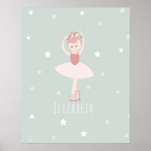 Ballerina Stars Baby Girl Nursery Poster