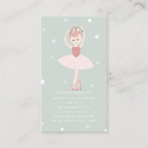 Ballerina Stars Blue Baby Diaper Raffle Enclosure Card