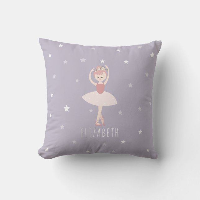 Ballerina Stars Purple Girl Cushion (Front)