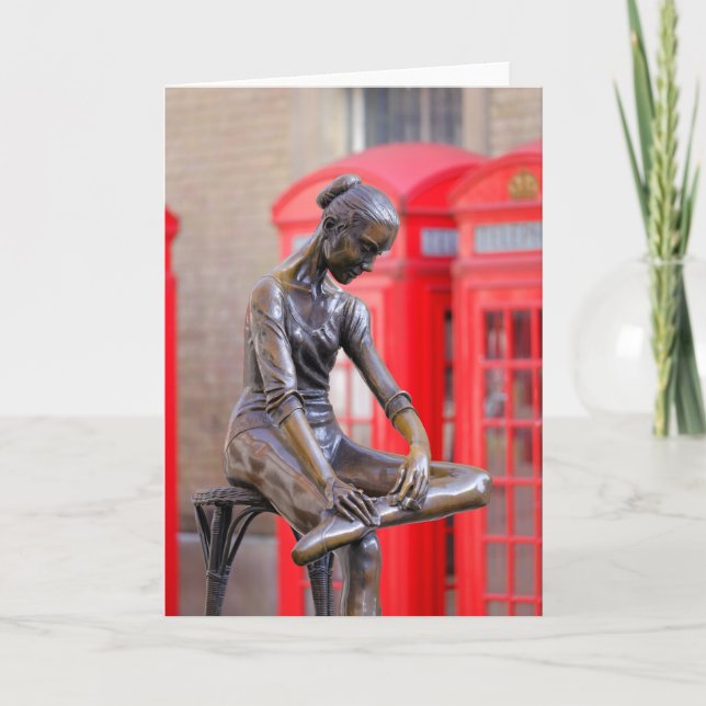 Ballerina Statue, Covent Garden London Greeting C Card (Front)