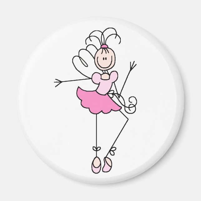 Ballerina Stick Figure Four Magnet (Front)