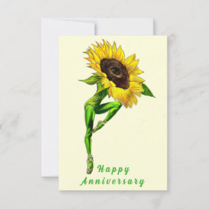 Ballerina Sunflower Ballet Dancer Anniversary Card