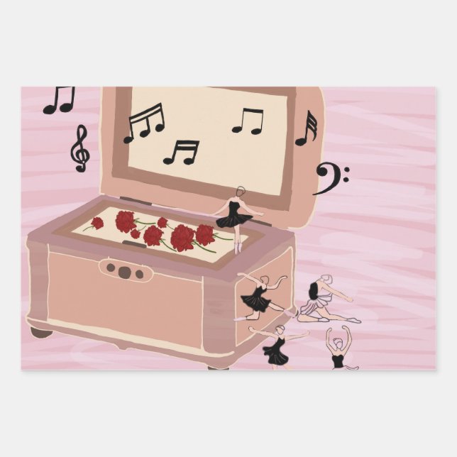 Ballerina Symphony in a Box - Ballerina Art Wrapping Paper Sheet (Front)