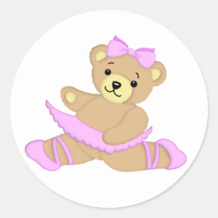 Ballerina Teddy Bear Classic Round Sticker
