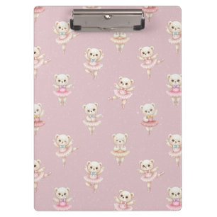 Ballerina Teddy Bear Pink Seamless Pattern Clipboard