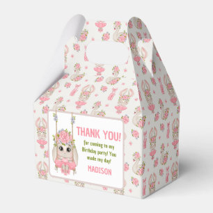 Ballerina themed bunny floral pink girl birthday favour box