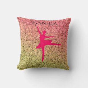 Ballerina throw pillow with personalised name.