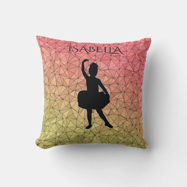 Ballerina throw pillow with personalised name. (Front)