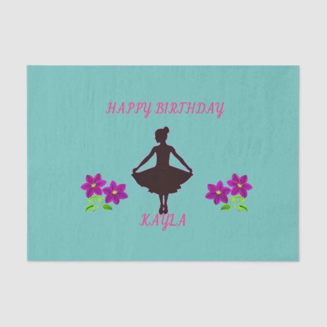 Ballerina tissue paper with personalised name. (Front)