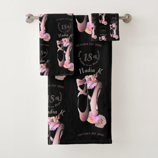 Ballerina Toe Shoes Custom Event Bath Towel Set (Insitu)