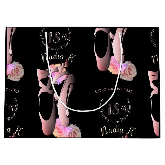Ballerina Toe Shoes Custom Event  Large Gift Bag (Front)