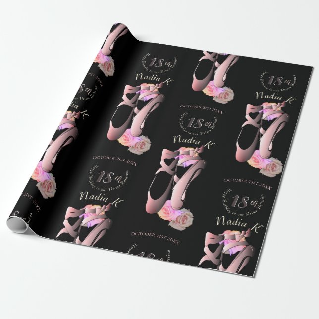 Ballerina Toe Shoes Custom Event Wrapping Paper (Unrolled)