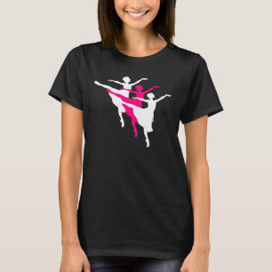 Ballerina trio silhouettes t-shirt pink white