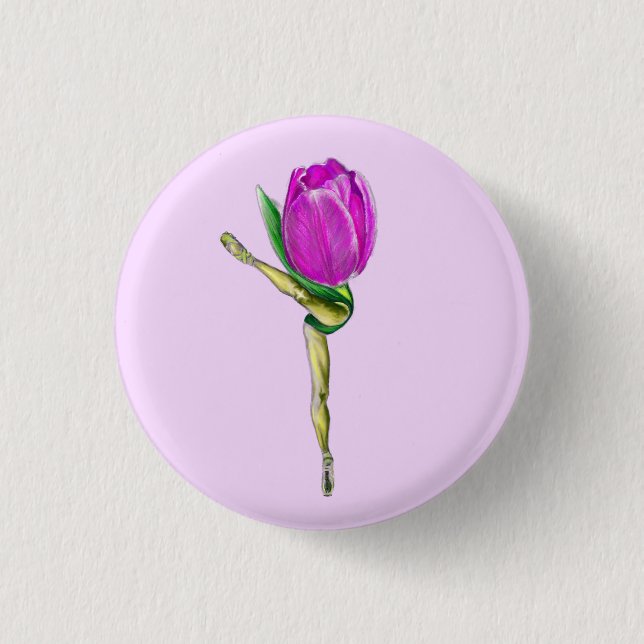 Ballerina Tulip Ballet Dancer Button (Front)