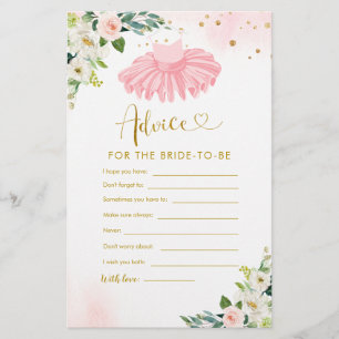 Ballerina Tutu Baby Shower Advice for Parents Card