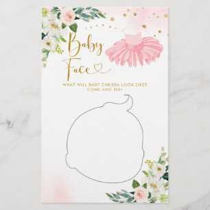 Ballerina Tutu Baby Shower Baby Face Game