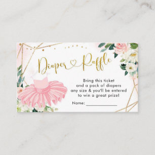 Ballerina Tutu Baby Shower Diaper Raffle Card