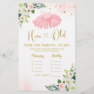 Ballerina Tutu Baby Shower How Old Parents Game