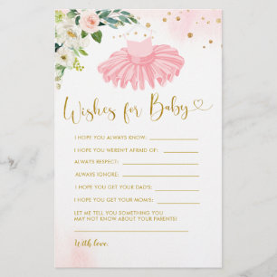 Ballerina Tutu Baby Shower Wishes for Baby