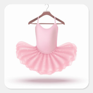 Ballerina Tutu Ballet Pink Girly Elegant Pretty Square Sticker
