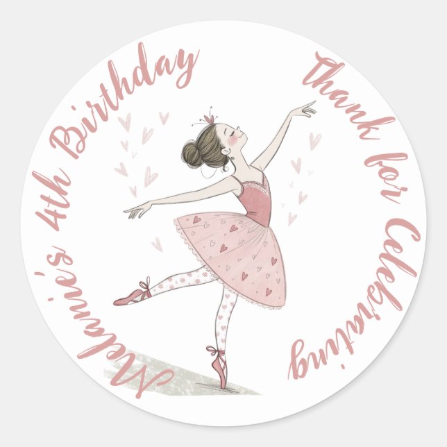 ballerina tutu Birthday Party  Classic Round Sticker (Front)