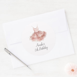 Ballerina Tutu Cute Ballet Pink Script Birthday Classic Round Sticker