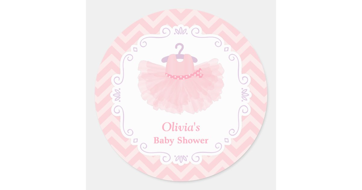 Ballerina Tutu Girl Baby Shower Decor Stickers | Zazzle