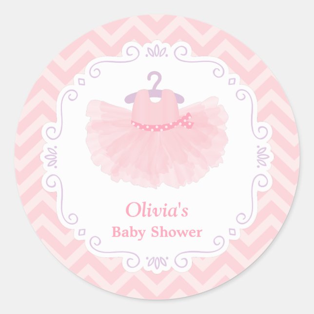 Ballerina Tutu Girl Baby Shower Decor Stickers (Front)