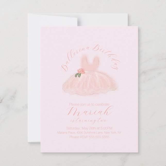 Ballerina Tutu Girl's Birthday Any Age Invitation (Front)