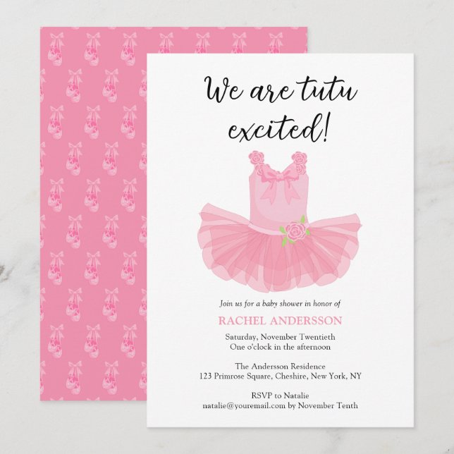 Ballerina Tutu Pink Baby Shower Invitation (Front/Back)
