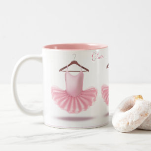 Ballerina Tutu Pink Girly Pretty Ballet Name Two-Tone Coffee Mug