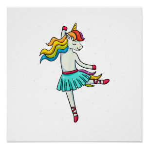 Ballerina Unicorn Dancing Ballet Dancer Tutu Dress Poster