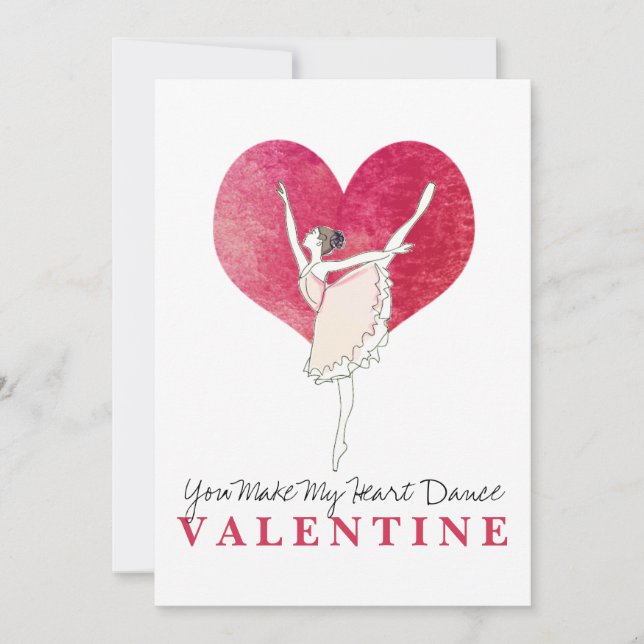 Ballerina Valentine Make My Heart Dance  Holiday Card (Front)