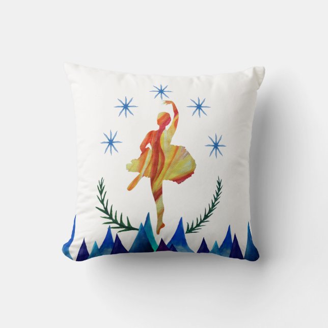 Ballerina Watercolor Art Cushion (Front)