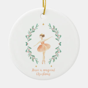ballerina watercolor botanical cute Christmas Ceramic Tree Decoration
