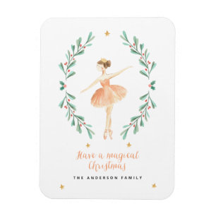 ballerina watercolor botanical cute Christmas  Pos Magnet