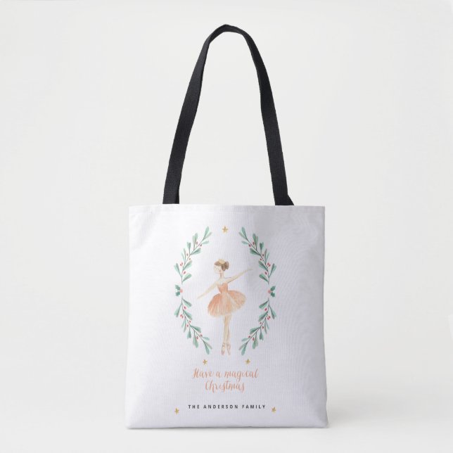 ballerina watercolor botanical cute Christmas Tote Bag (Front)