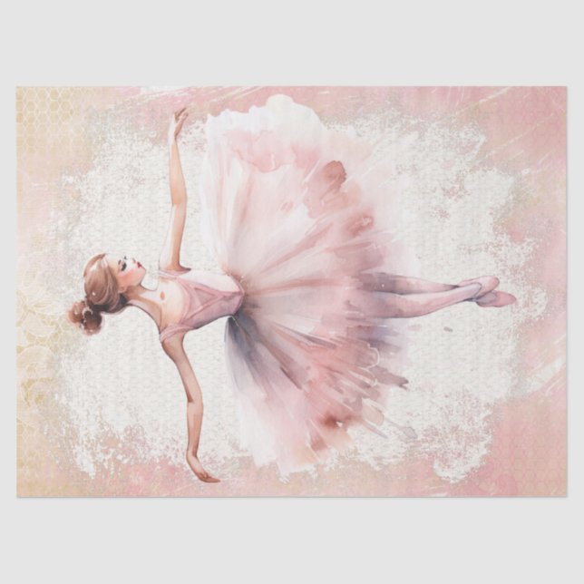 Ballerina Watercolor Decoupage Tissue Paper (Front)