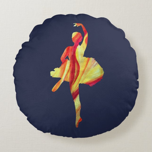 Ballerina  Watercolor Round Cushion (Front)