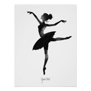 Ballerina watercolor stylish chic charcoal poster