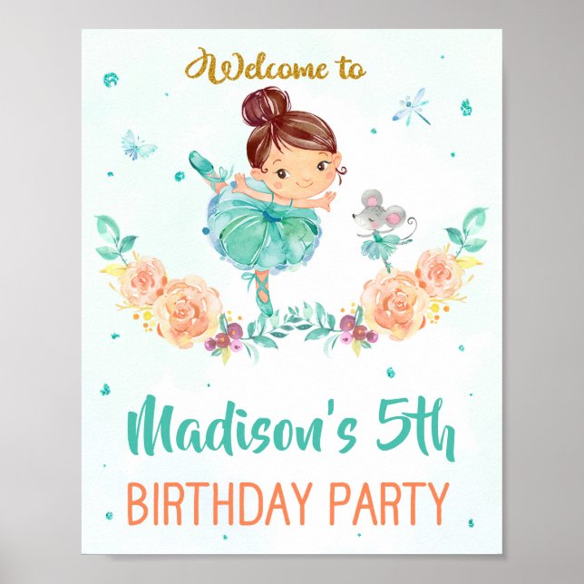 Ballerina welcome party sign Ballet girl poster (Front)