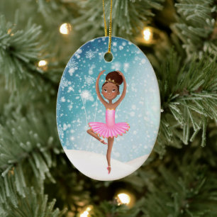 Ballerina Winter Snow Holiday Ballet Christmas Ceramic Tree Decoration