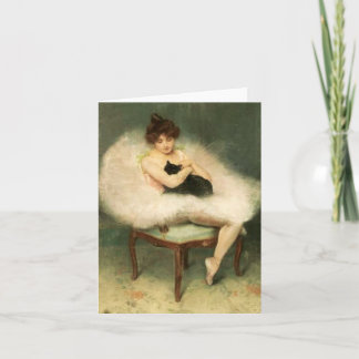 Ballerina with Black Cat Card