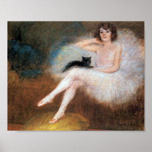 Ballerina with Black Cat, Pierre Carrier-Belleuse Poster