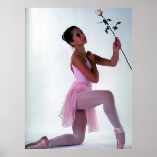 Ballerina with Flower Poster