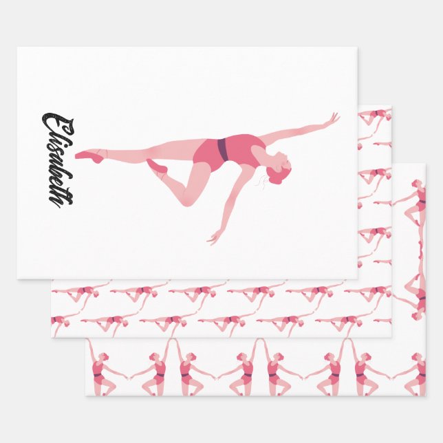 Ballerina with name personalisation  wrapping paper sheet (Set)