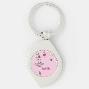 Ballerina with Pink Dress and Pointe Toe Shoes Key Ring