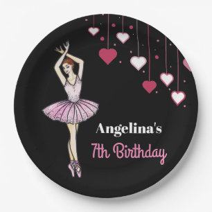 Ballerina with Pink Dress and Pointe Toe Shoes Paper Plate
