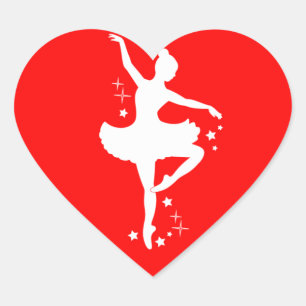 Ballerina with Stars in Silhouette in  Heart Heart Sticker